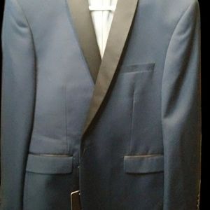 Vernon Fashion Men's Navy Dress Suit trimmed in black